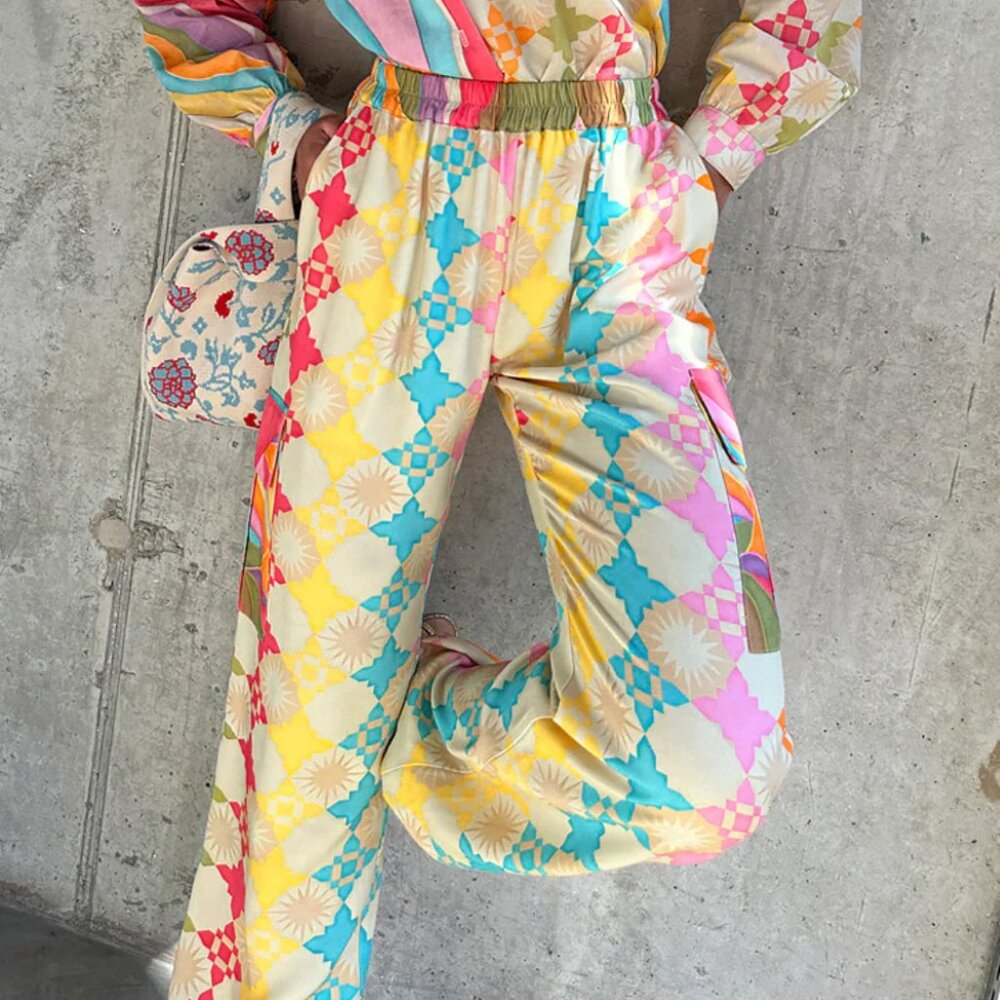 Printed Cargo Trousers